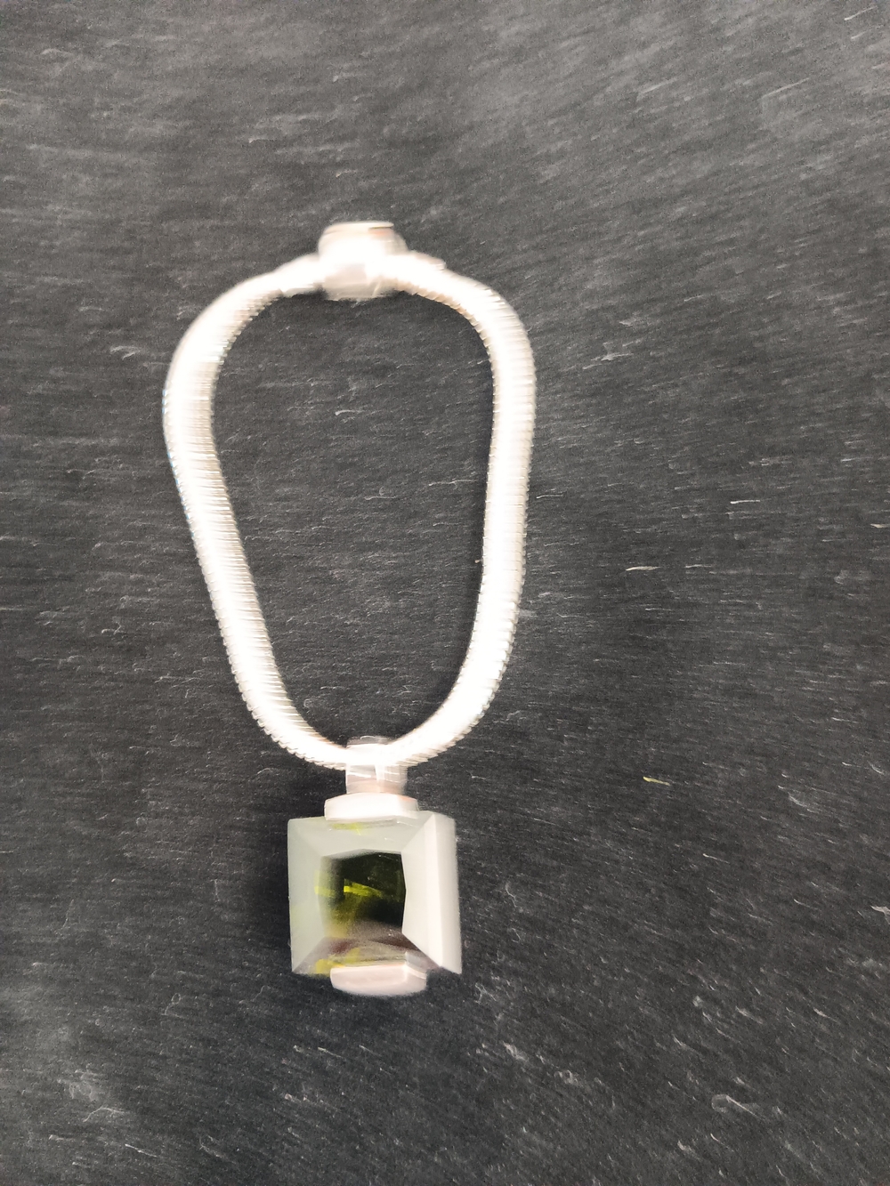 Contemporary Olive Green Cube Pendant Necklace - Women Jewelry